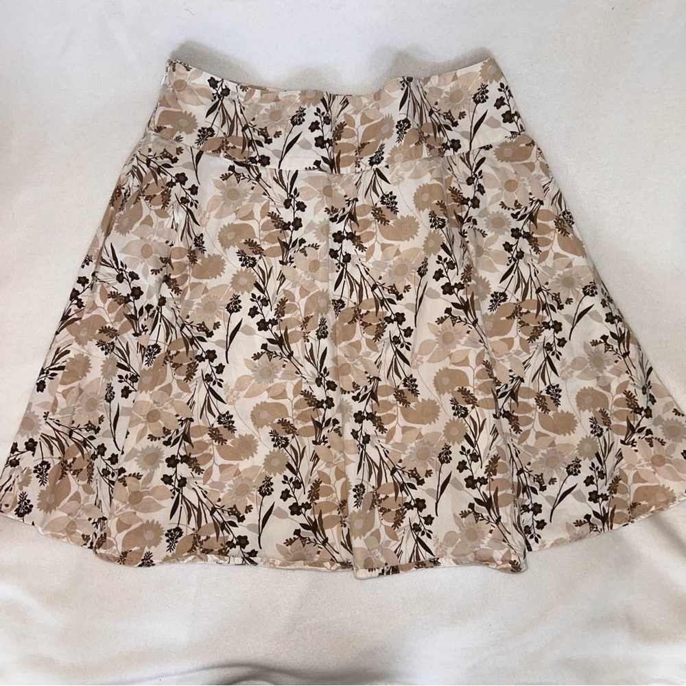 Austin Clothing Co. Floral Beige and Brown Cotton Skirt - Picture 5 of 8